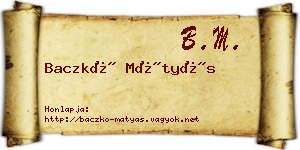 Baczkó Mátyás névjegykártya